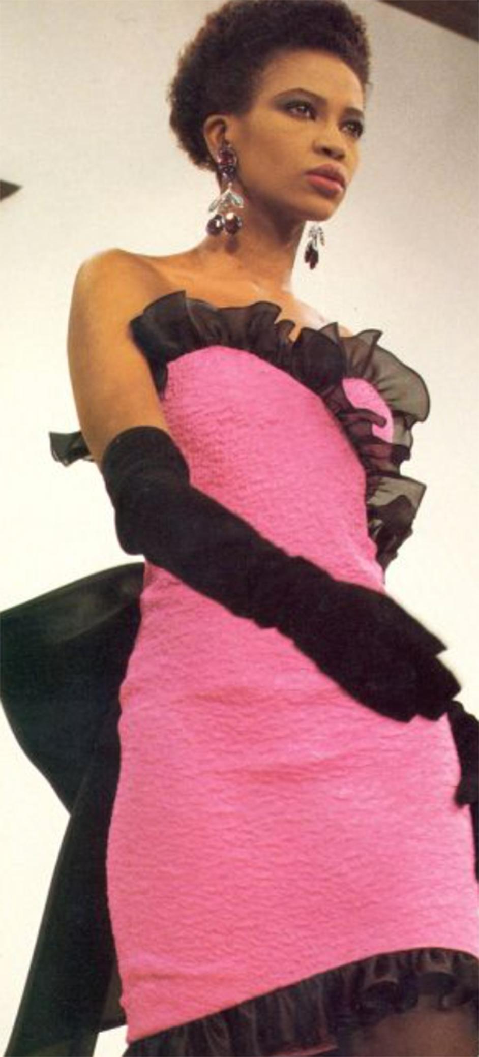 YVES SAINT LAURENT F/W 1987 Sammler Runway & Campaigner Bow Dress FR42 im Angebot 7
