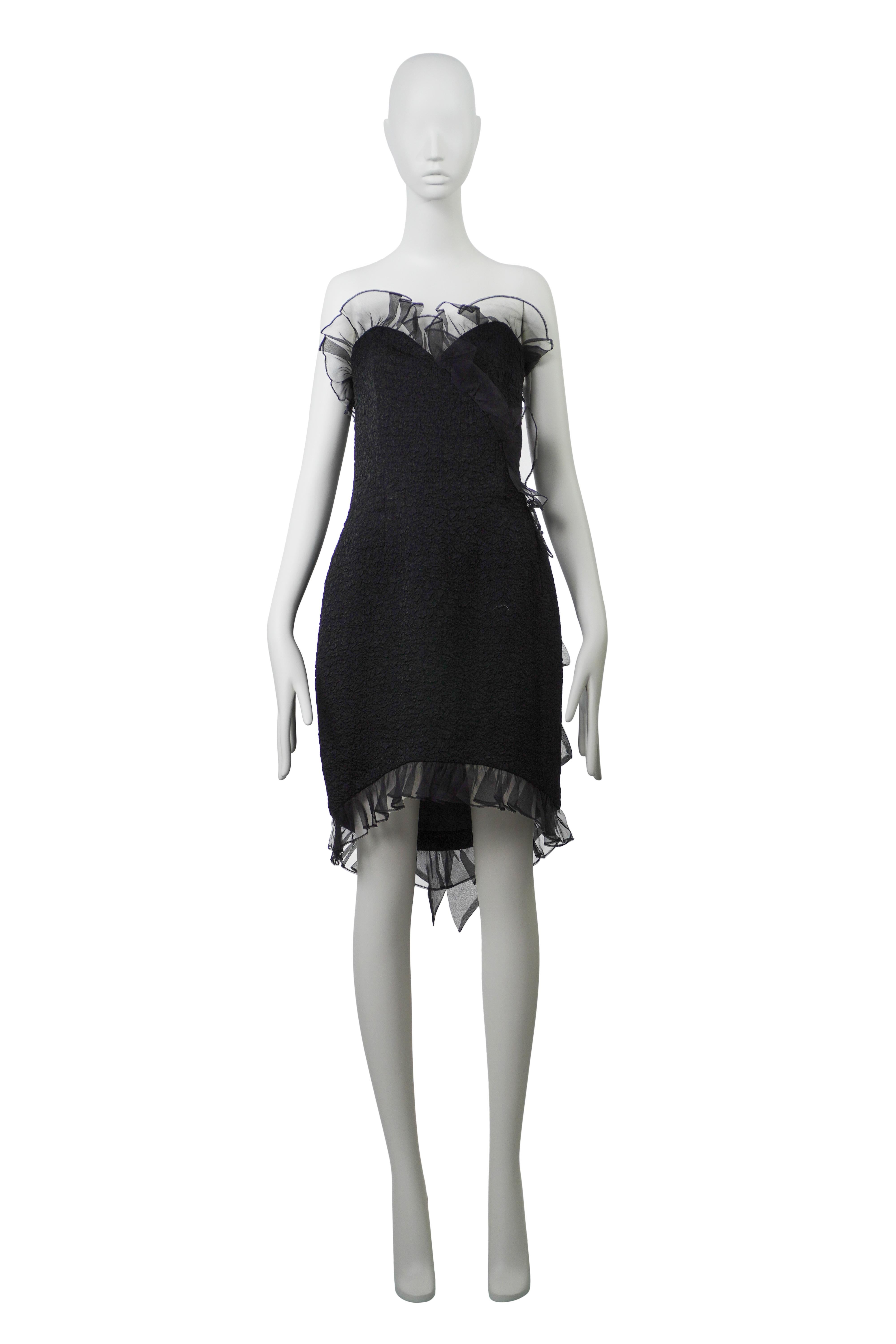 YVES SAINT LAURENT F/W 1987 Sammler Runway & Campaigner Bow Dress FR42 (Schwarz) im Angebot