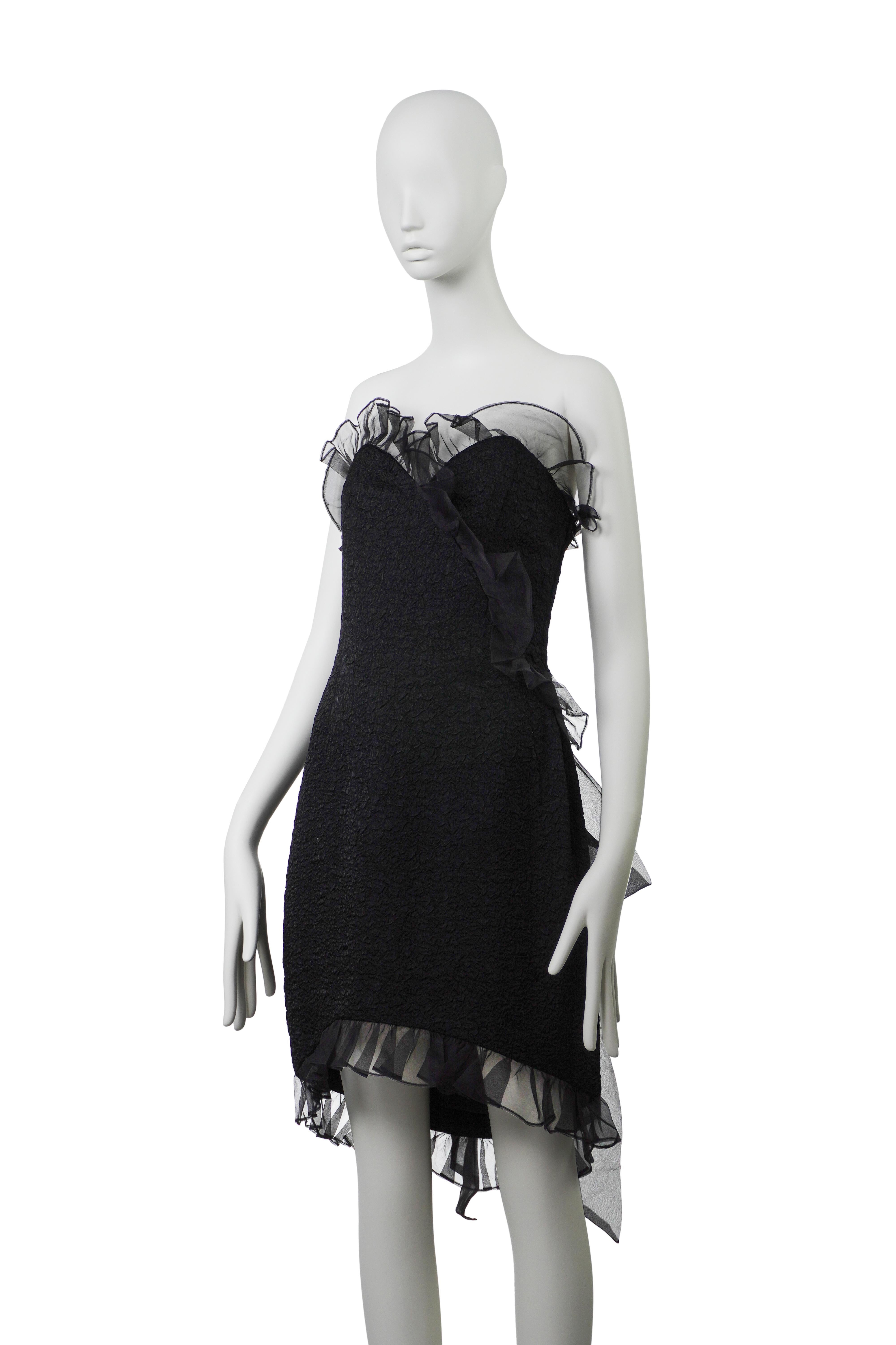 YVES SAINT LAURENT F/W 1987 Sammler Runway & Campaigner Bow Dress FR42 Damen im Angebot