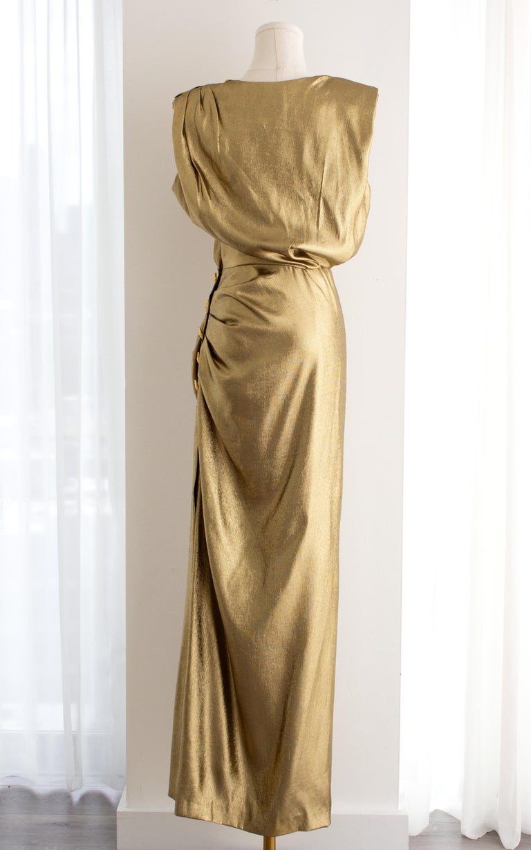 ysl gold dress 1991 New arrival gold brocade dress from the Yves Saint Laurent Rive Gauche Fall 1991 collection is now online
