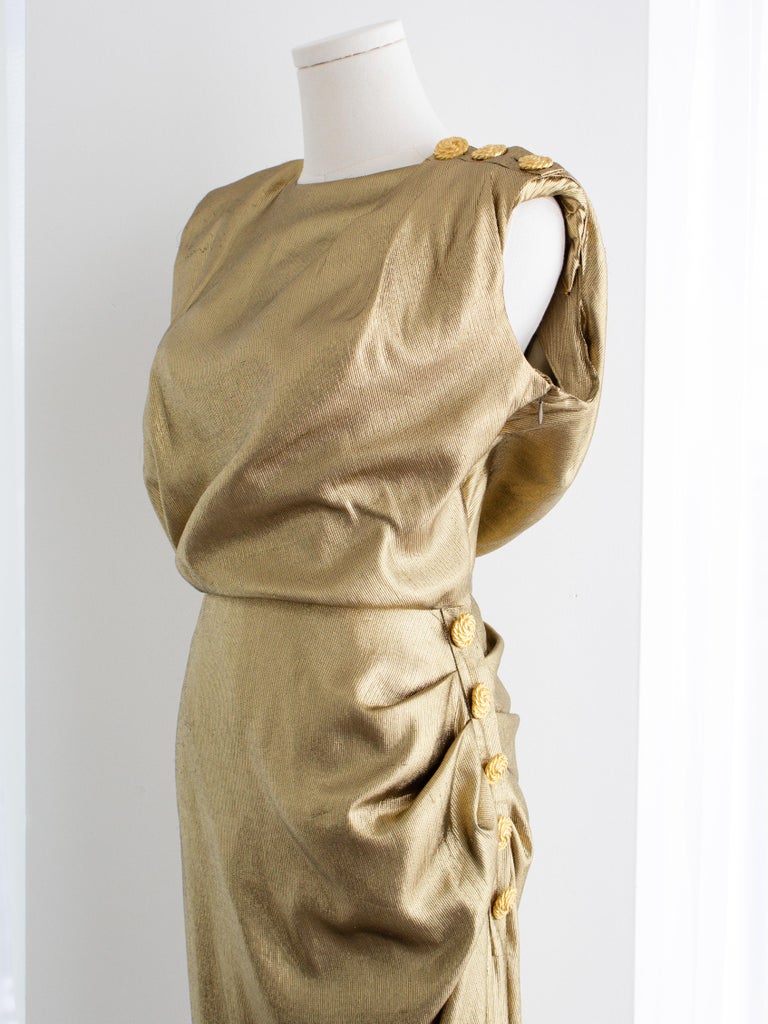 ysl gold dress 1991 Yves Saint Laurent cardigan Summer 1991 – Les Merveilles De Babellou main image 1