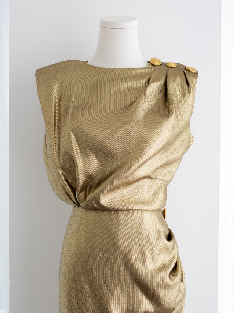 slim fit dress slacks Fall 1991 Yves Saint Laurent Documented Gold Brocade Shift Dress –  Shrimpton Couture main image 0