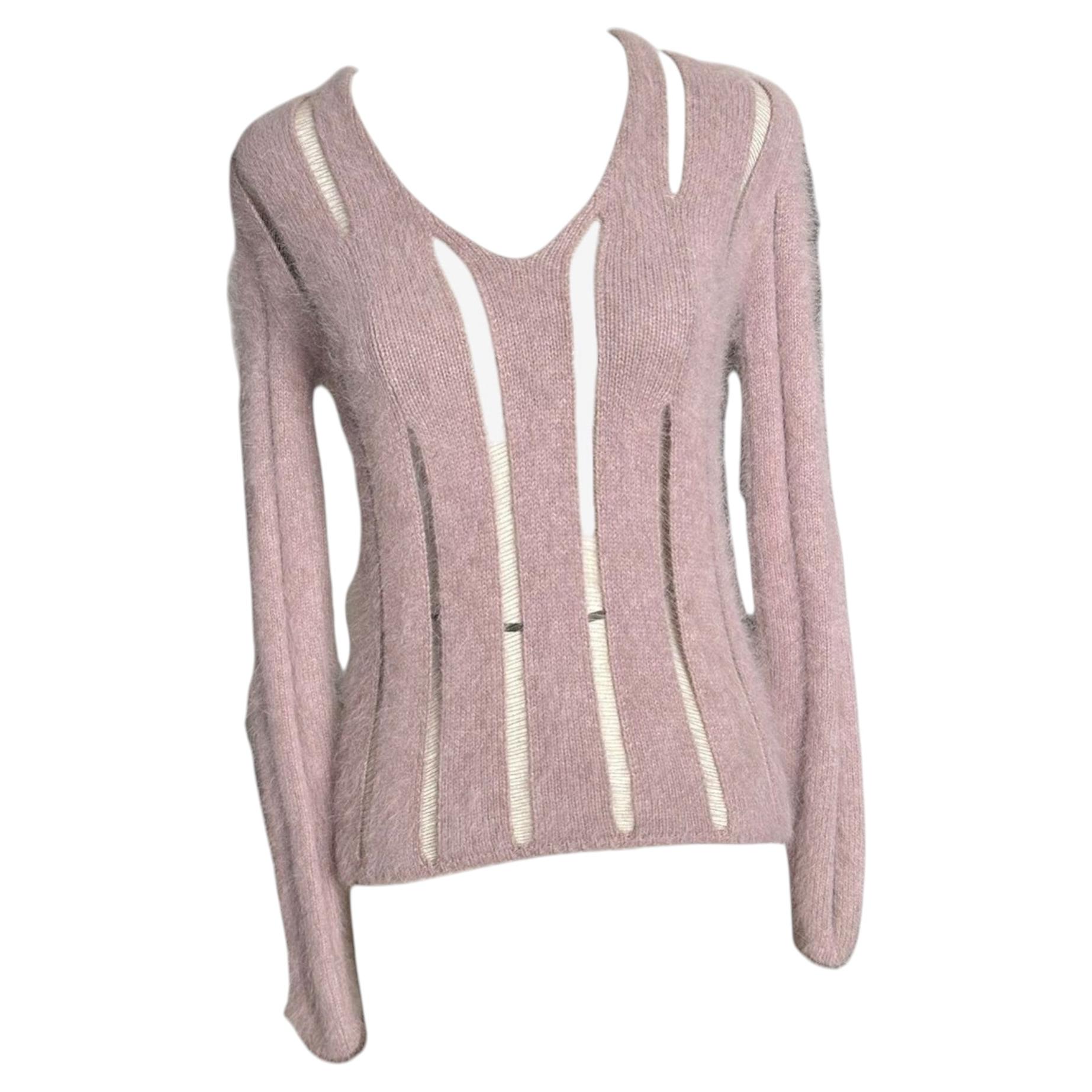 Yves Saint Laurent F/W 2001 Pink Mohair Knit Sweater