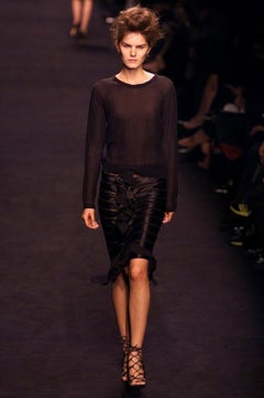 YVES SAINT LAURENT By Tom Ford F/w 2002 Black Ruffled Silk Skirt Set