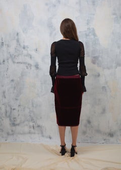 Yves Saint Laurent F/W 2002 Burgundy Velvet Runway Skirt