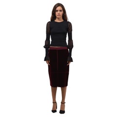 Yves Saint Laurent F/W 2002 Burgundy Velvet Runway Skirt
