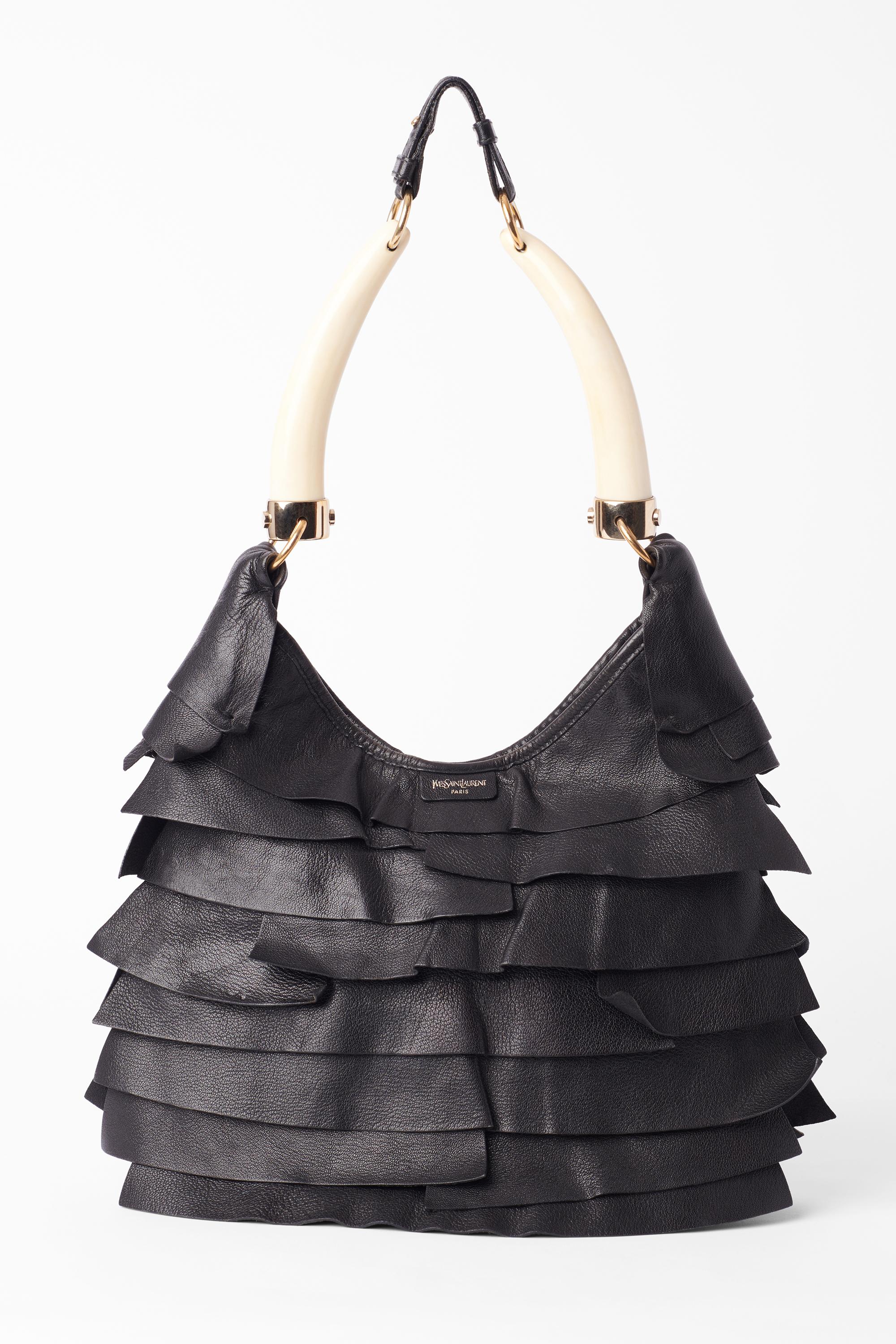 Yves Saint Laurent F/W 2004 Black St Tropez Ruffled Bag In Excellent Condition In London, GB