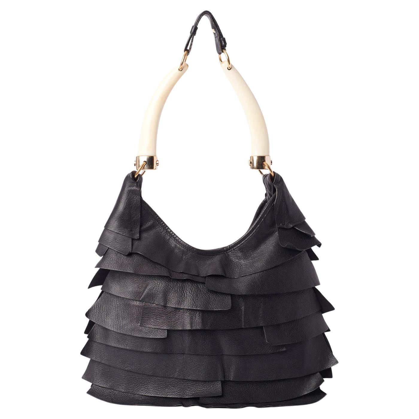 Yves Saint Laurent F/W 2004 Black St Tropez Ruffled Bag For Sale at 1stDibs