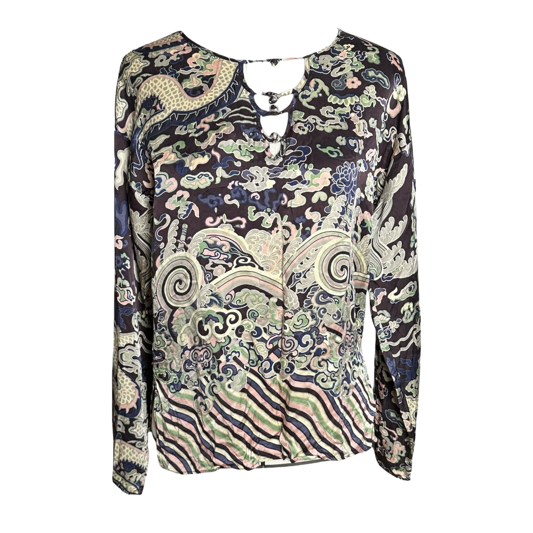 Yves Saint Laurent F/W 2004 por Tom Ford  Blusa de seda con estampado de dragón