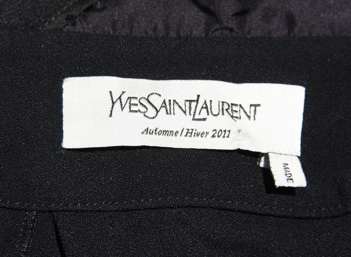 Yves Saint Laurent F/W 2011 Gold Chain-Embellished Crepe Black Jumpsuit Fr. 38 For Sale 13