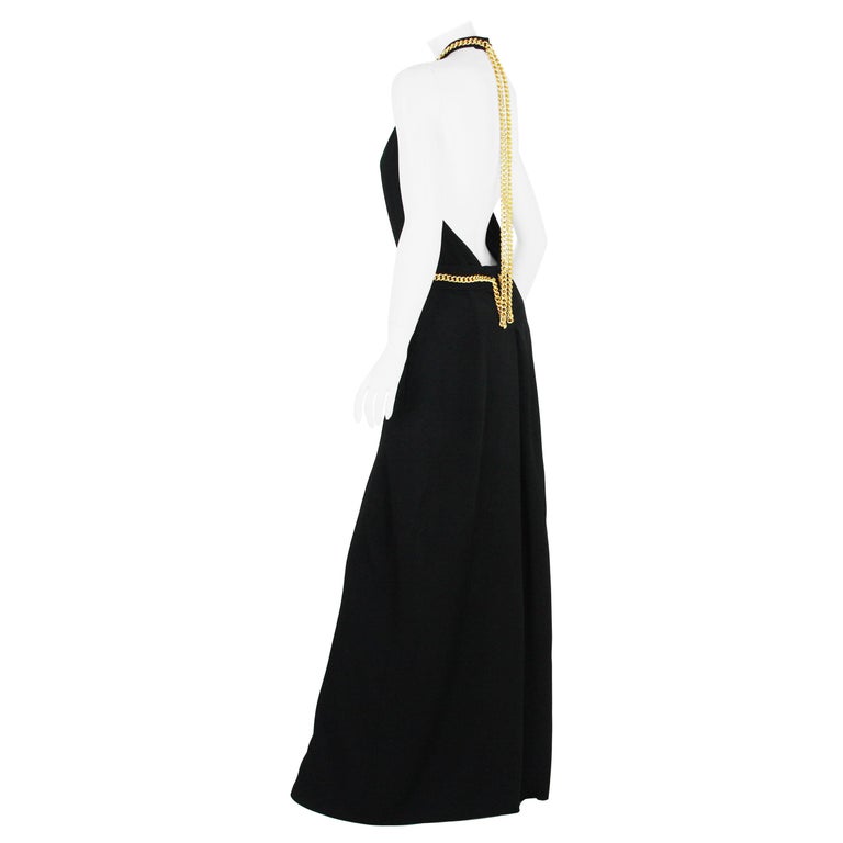 Yves Saint Laurent F/W 2011 Gold Chain-Embellished Crepe Black Jumpsuit Fr.  38 For Sale at 1stDibs | black jumpsuit with gold chain, ysl red white black  jumpsuit, gold and black jumpsuit