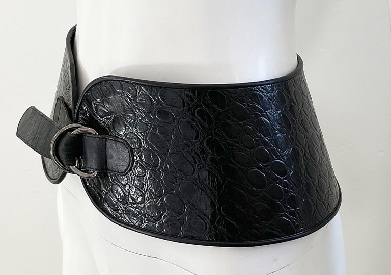 Leather belt Yves Saint Laurent Black size 85 cm in Leather - 27648139
