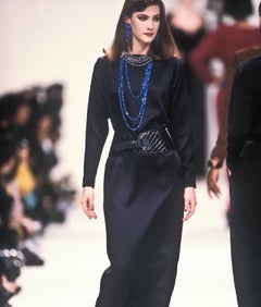 Yves Saint Laurent F/W 87 Runway Black Croc Embossed Leather Vintage 80s Belt