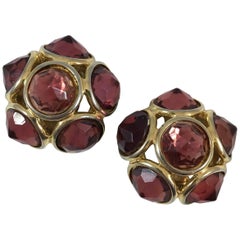 Yves Saint Laurent Faceted Maroon Resin Earrings 1980s