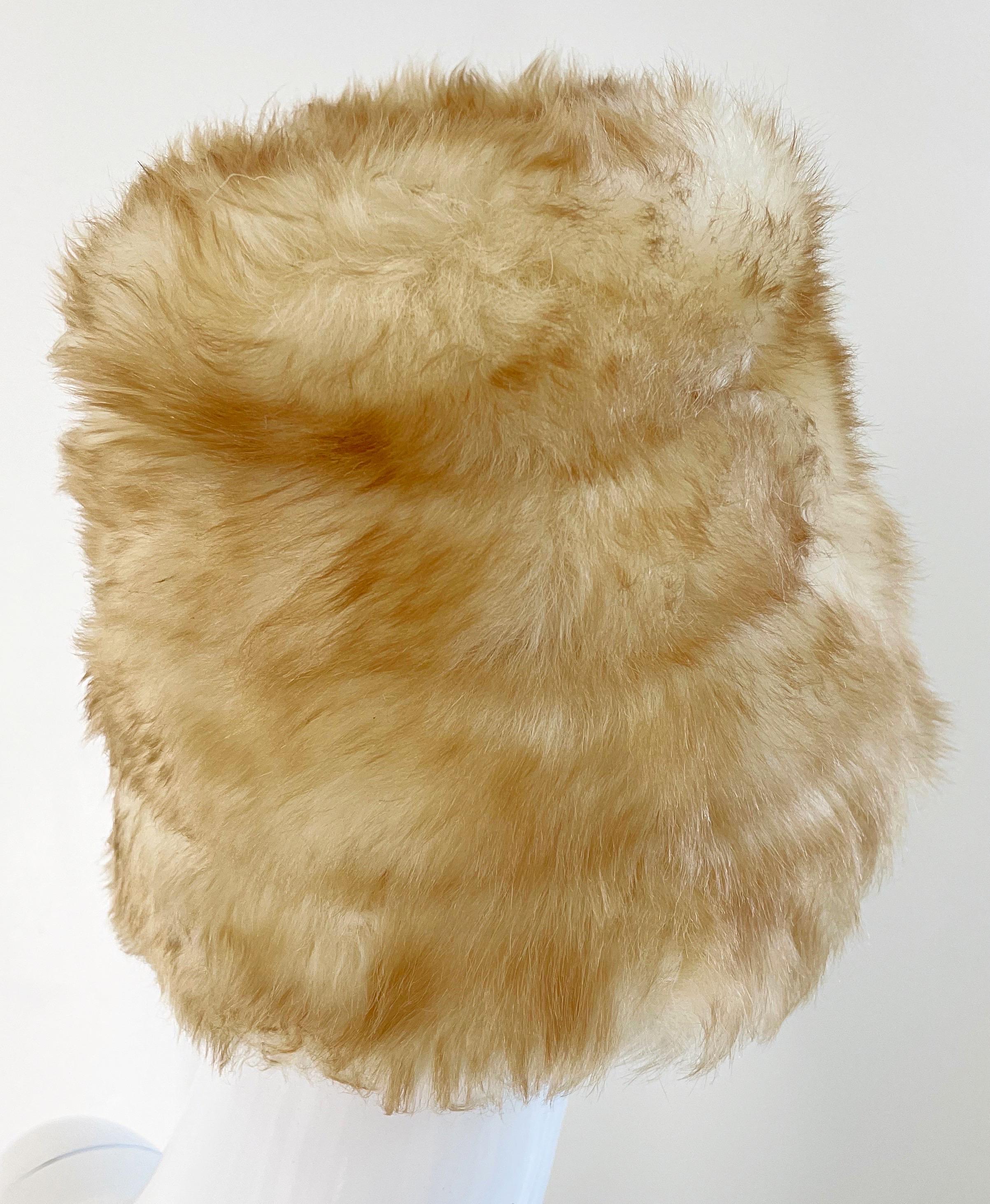 Yves Saint Laurent Fall 1976 Russian Collection Shearling Honey Tan Fur Hat 70s 7