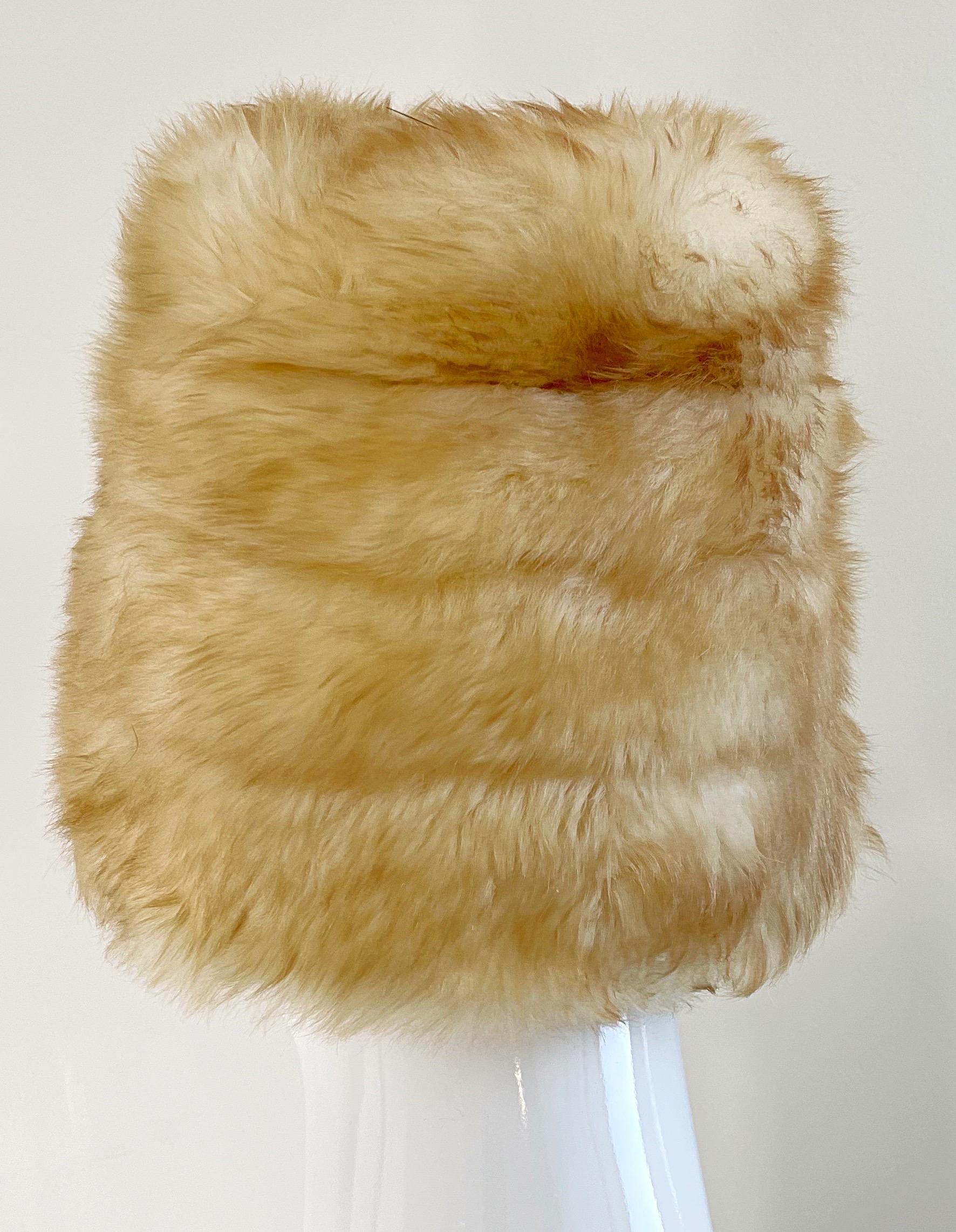 Yves Saint Laurent Fall 1976 Russian Collection Shearling Honey Tan Fur Hat 70s 9