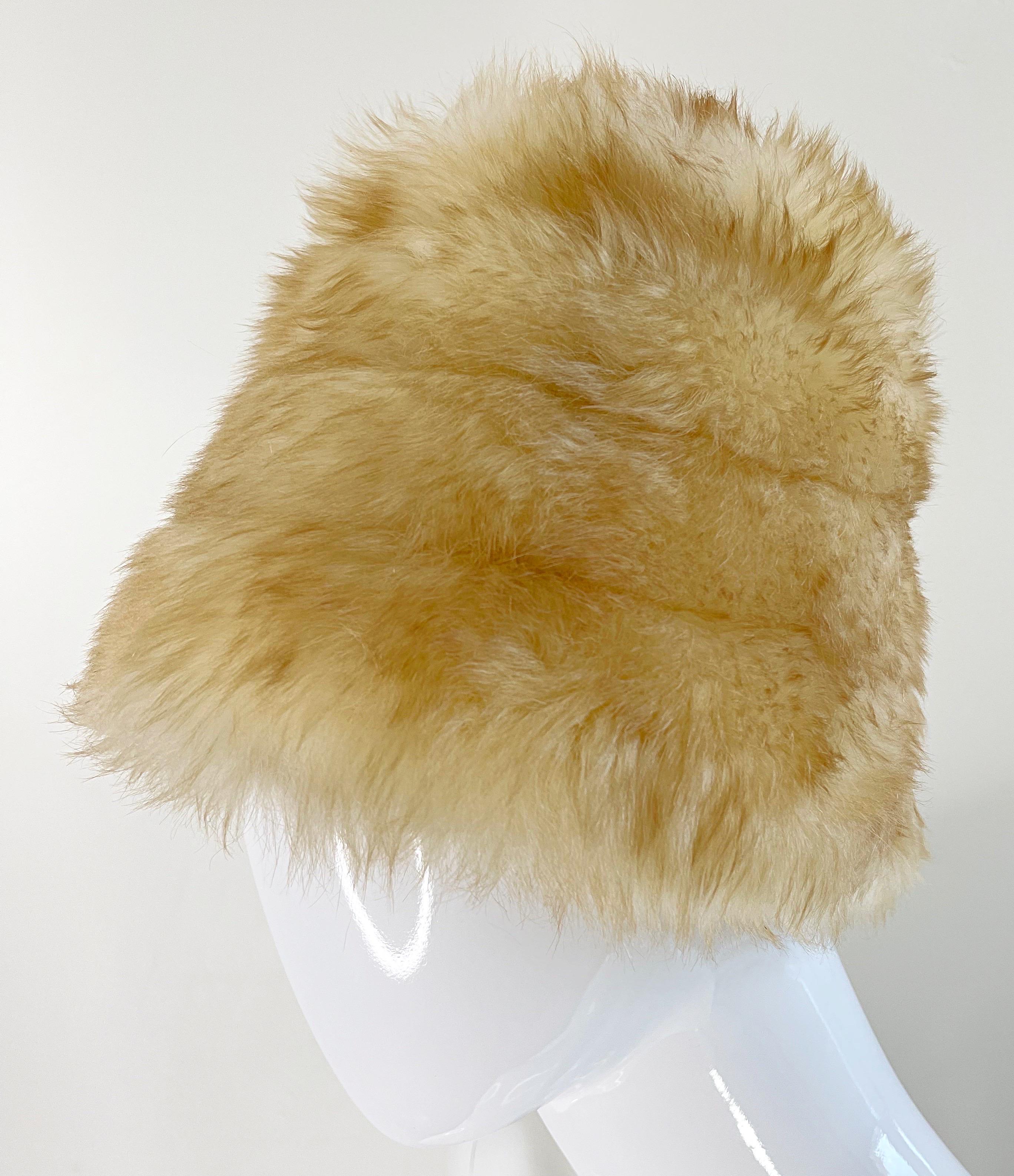 Yves Saint Laurent Fall 1976 Russian Collection Shearling Honey Tan Fur Hat 70s 4