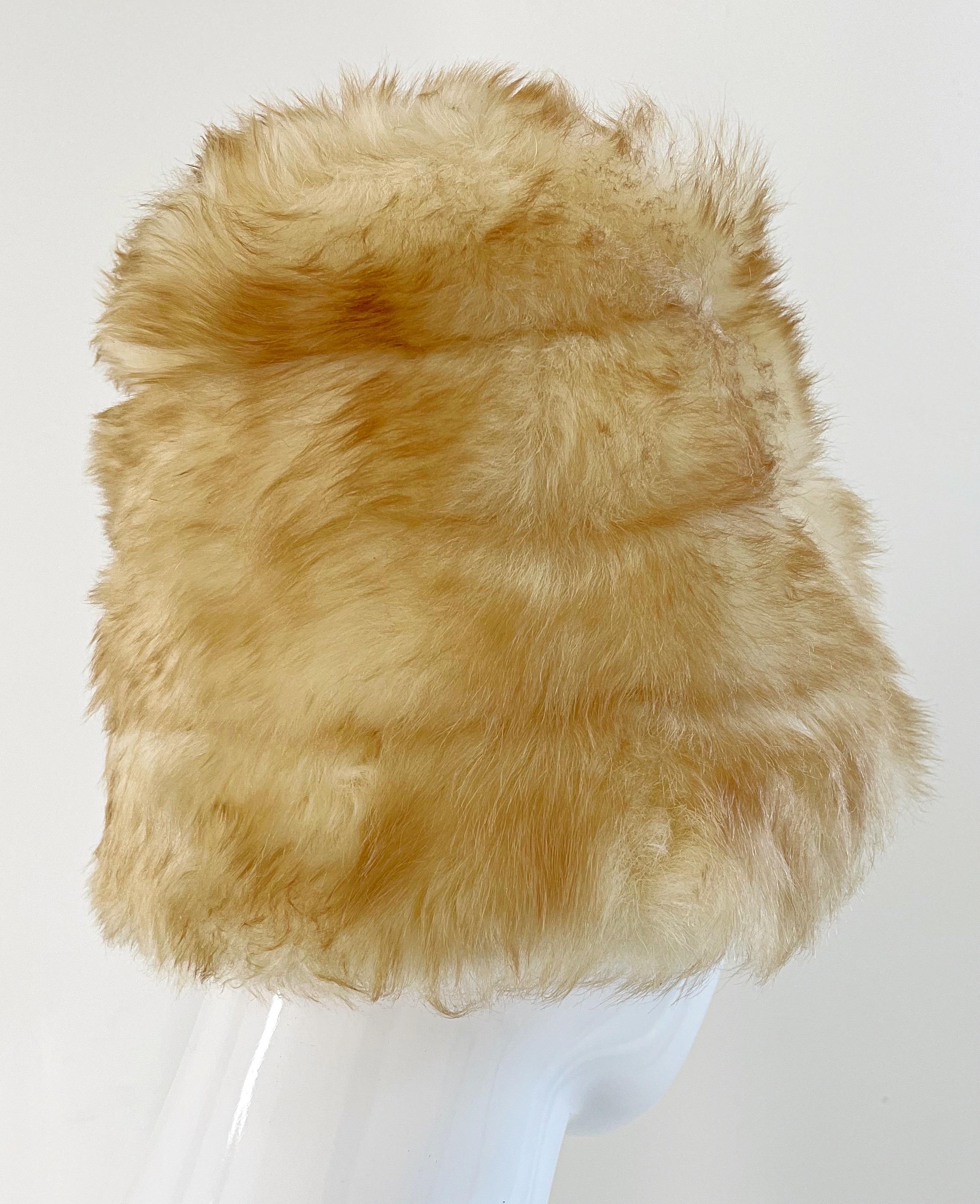 Yves Saint Laurent Fall 1976 Russian Collection Shearling Honey Tan Fur Hat 70s 5