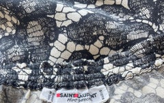 Yves Saint Laurent Fall 1984 Trompe l’oeil Black and White Lace Print Silk Pants