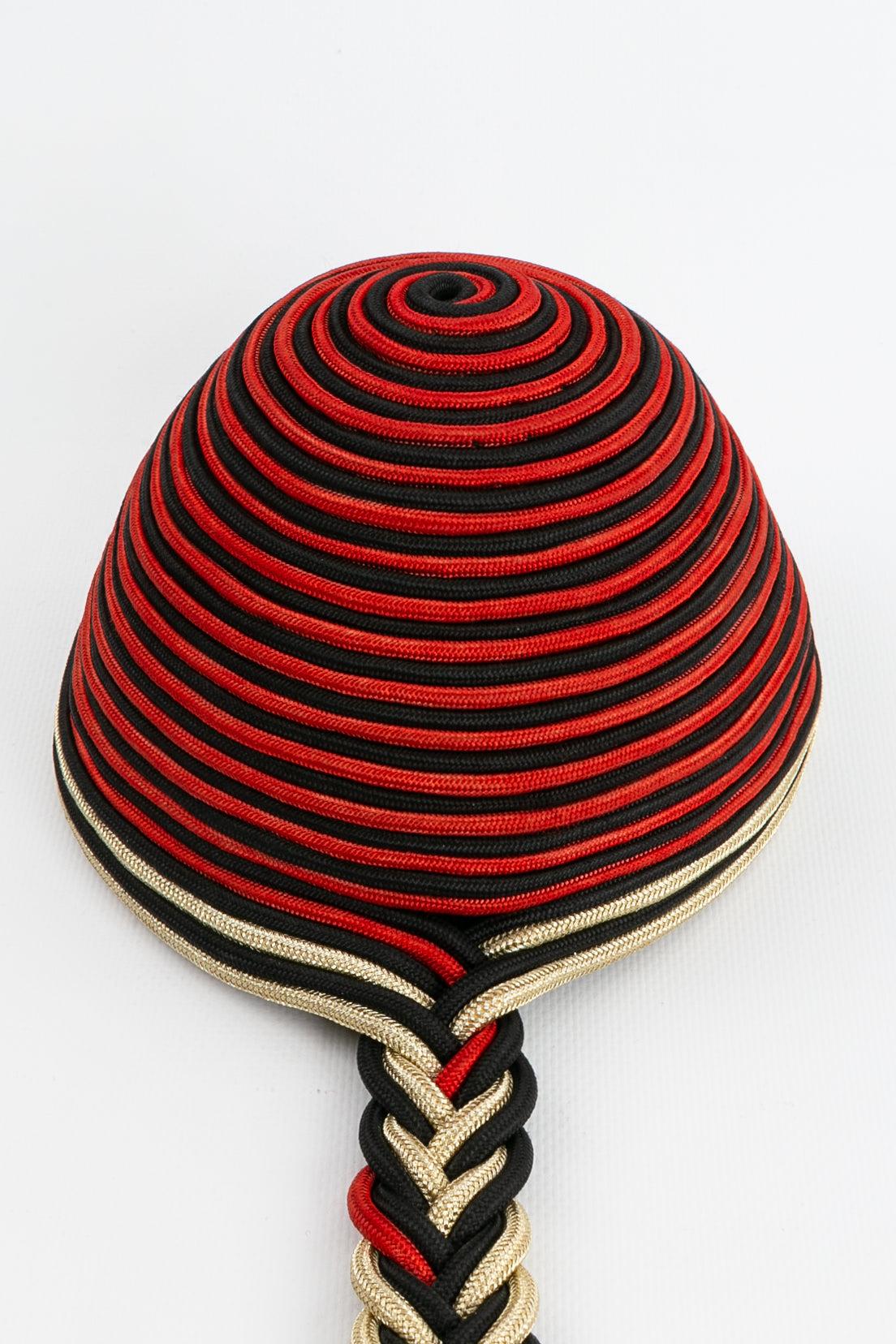 Yves Saint Laurent Fashion Show Hat in Red, Black and Gold Trimmings For Sale 3