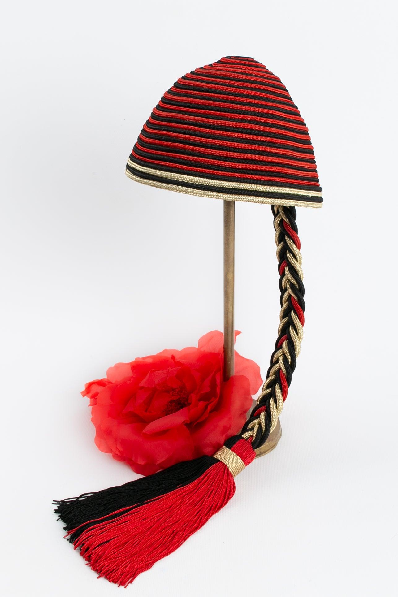 Yves Saint Laurent Fashion Show Hat in Red, Black and Gold Trimmings For Sale 5