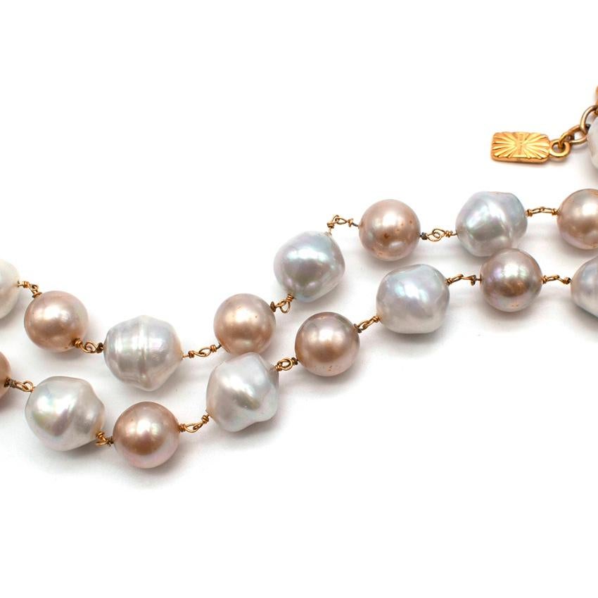 Beige Yves Saint Laurent Faux-Pearl Chain Belt M For Sale