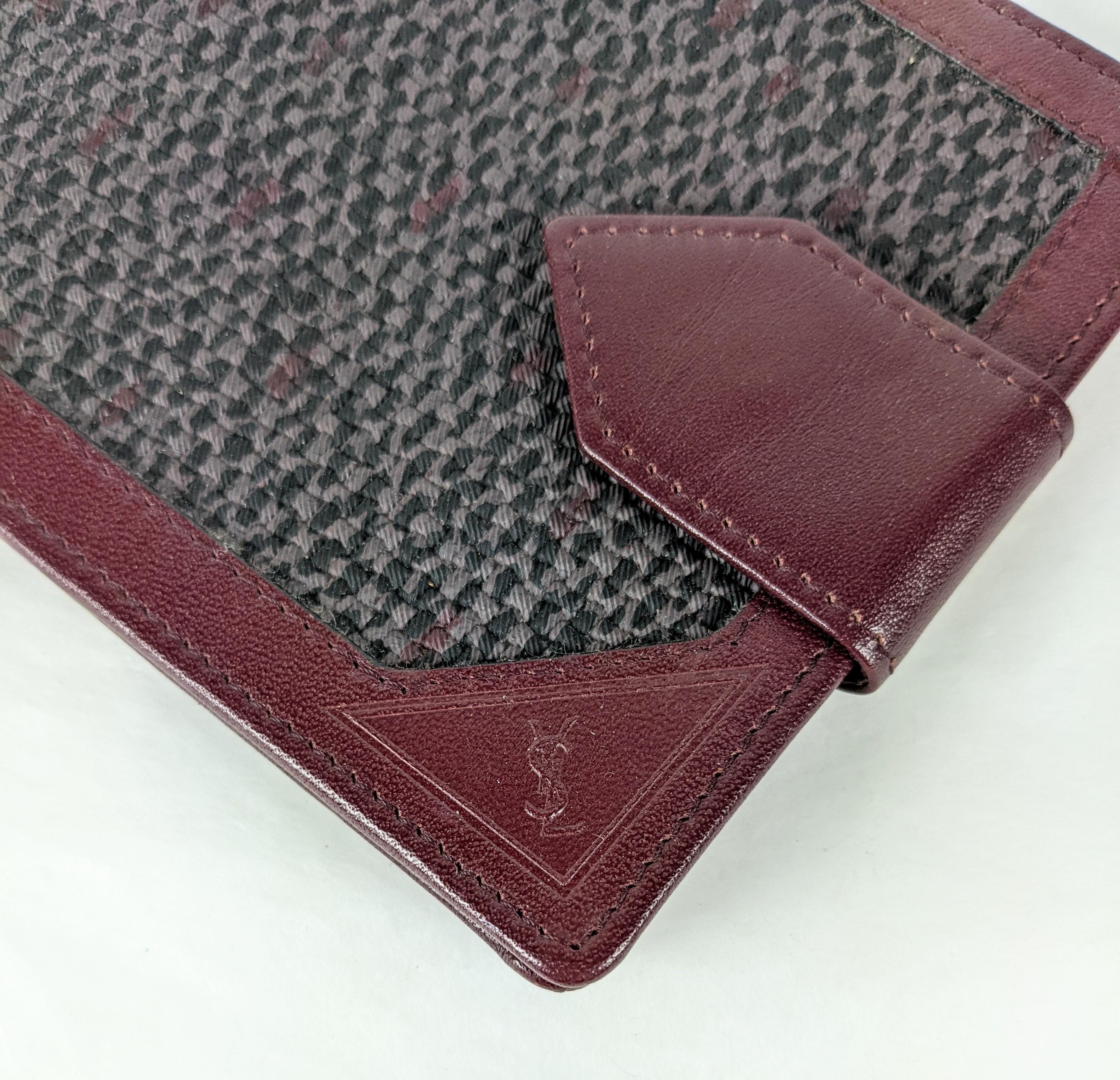 Black Yves Saint Laurent Faux Tweed Leather Fold For Sale