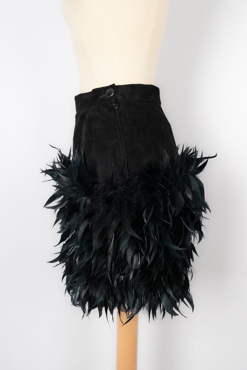 Yves Saint Laurent Feather Skirt In Excellent Condition For Sale In SAINT-OUEN-SUR-SEINE, FR