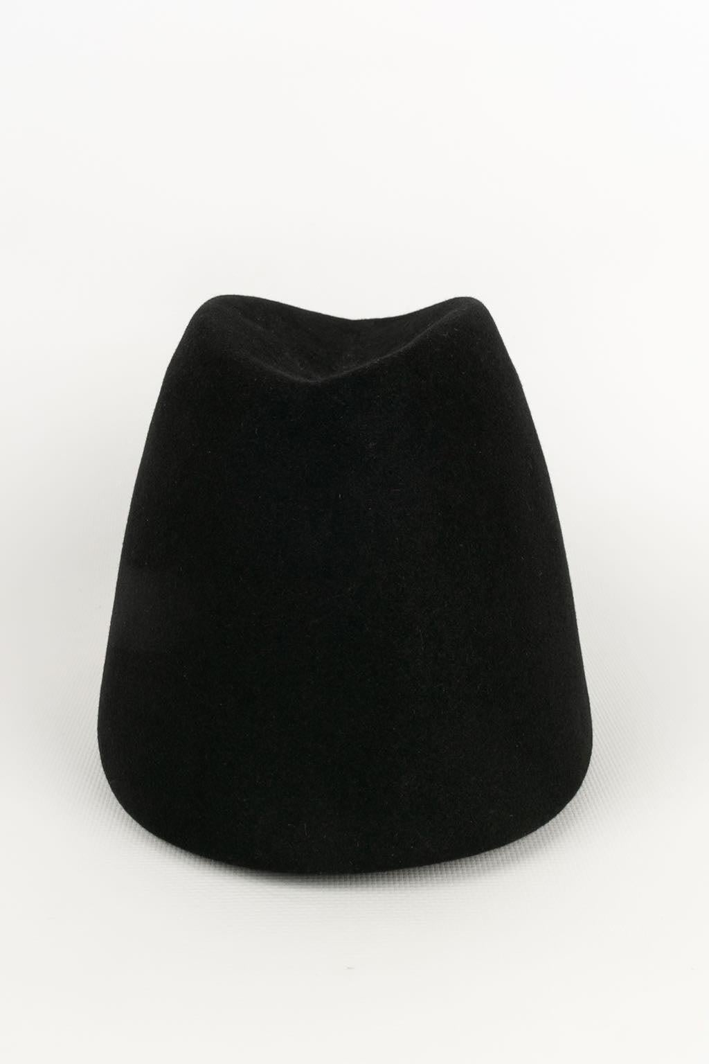 Women's Yves Saint Laurent Fez Hat in Black Felt