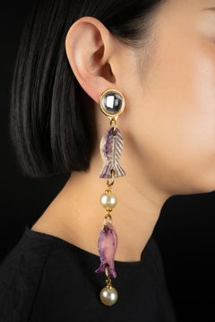 Yves Saint Laurent fish earrings by Yves Saint Laurent Summer 1994