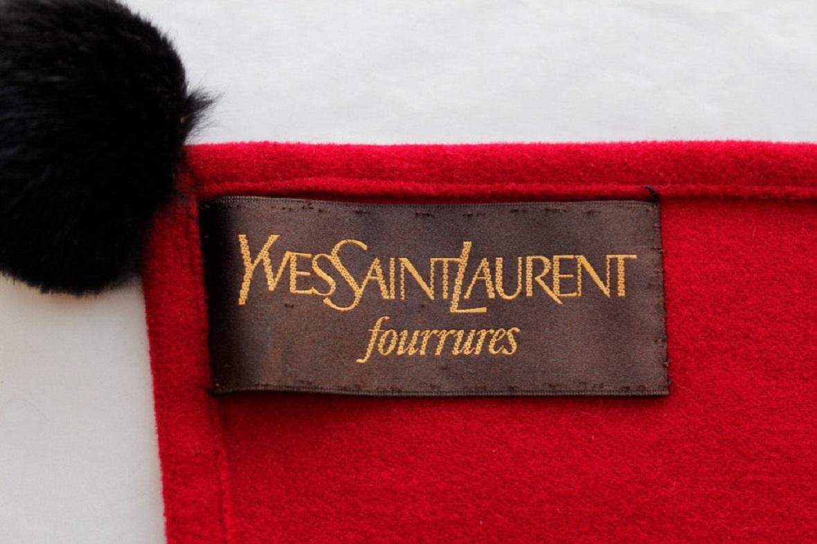 Yves Saint Laurent Fleece Scarf Adorned with Fur Tassels For Sale 3