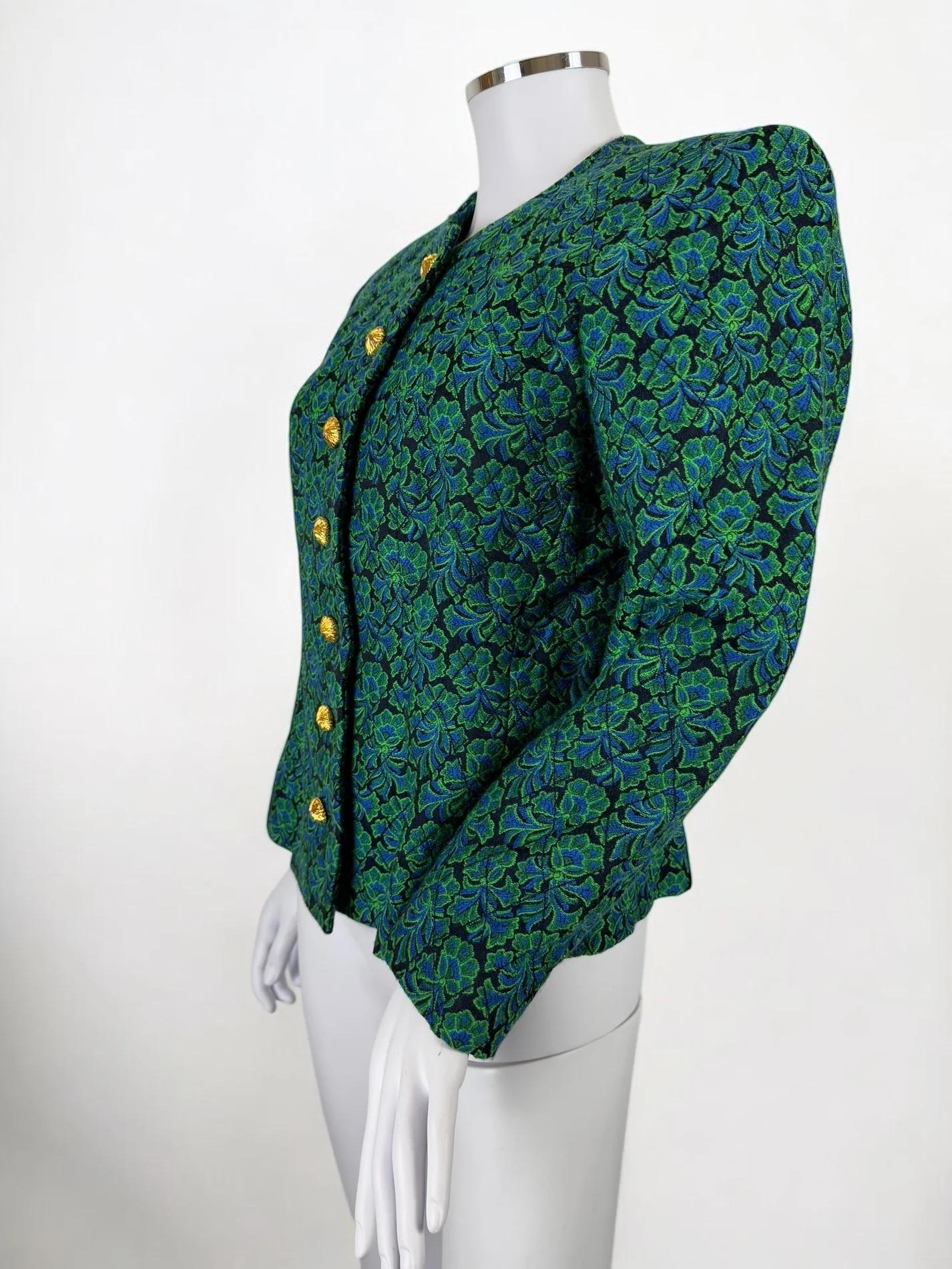 Women's Yves Saint Laurent Floral Jacquard Jacket, c. Late 1980s