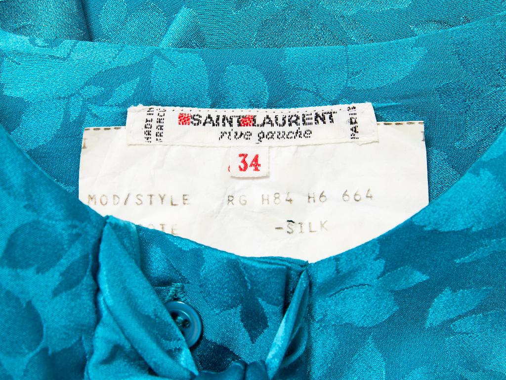 Women's Yves Saint Laurent Floral Jacquard Lavaliere Blouse