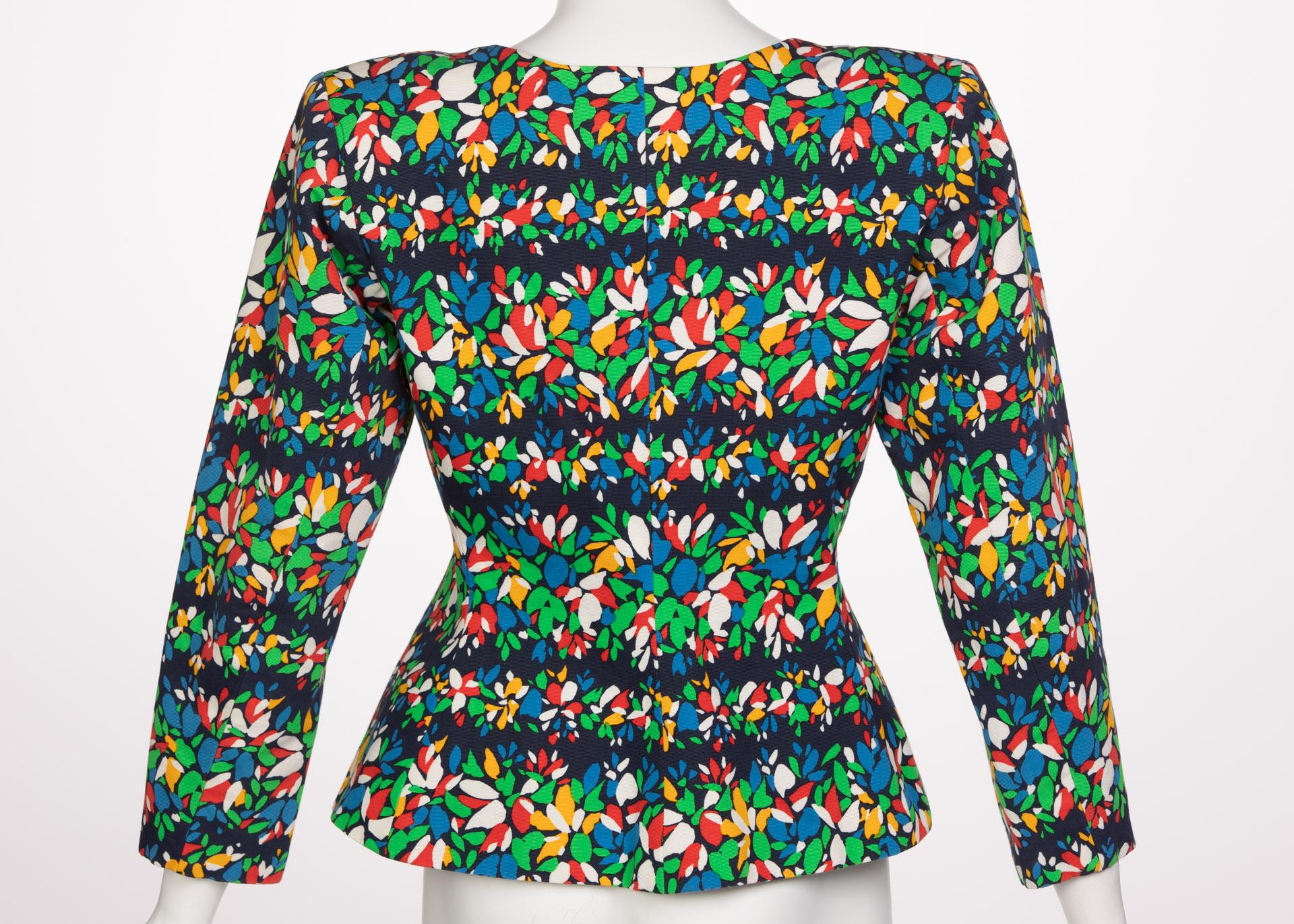 Women's Yves Saint Laurent Floral Peplum Jacket Top, 1990s For Sale