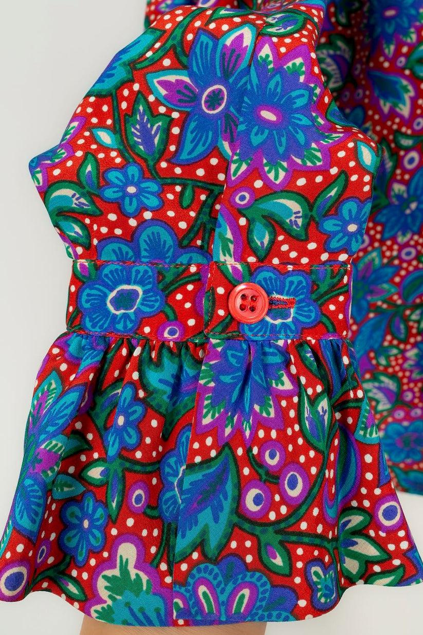 Women's Yves Saint Laurent Floral Silk Blouse For Sale