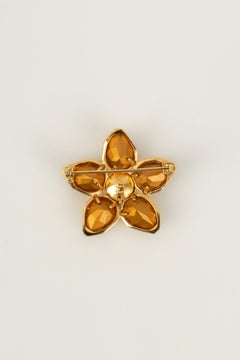 Yves Saint Laurent Flower Brooch in Gold-Plated Metal
