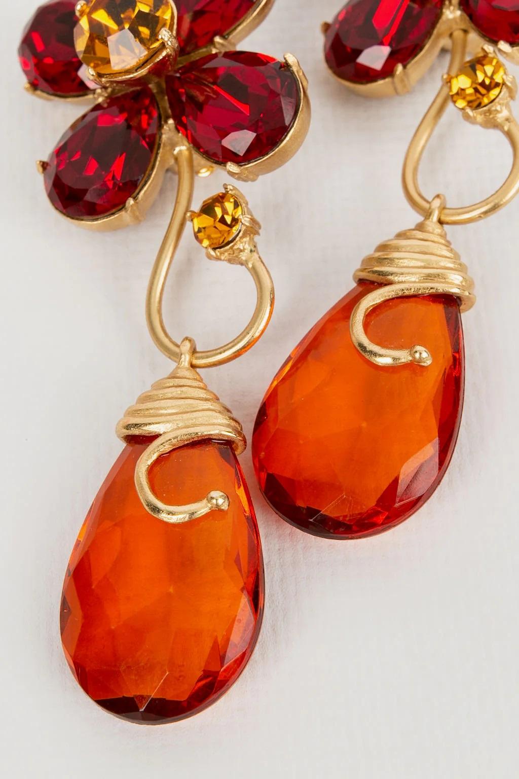 Artist Yves Saint Laurent Flower Earrings For Sale