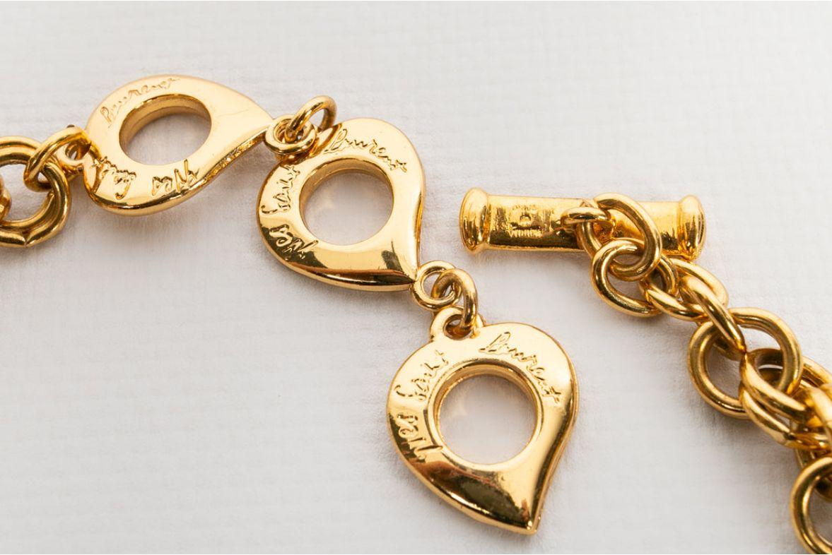 Yves Saint Laurent Collier de fleurs en métal doré en vente 4