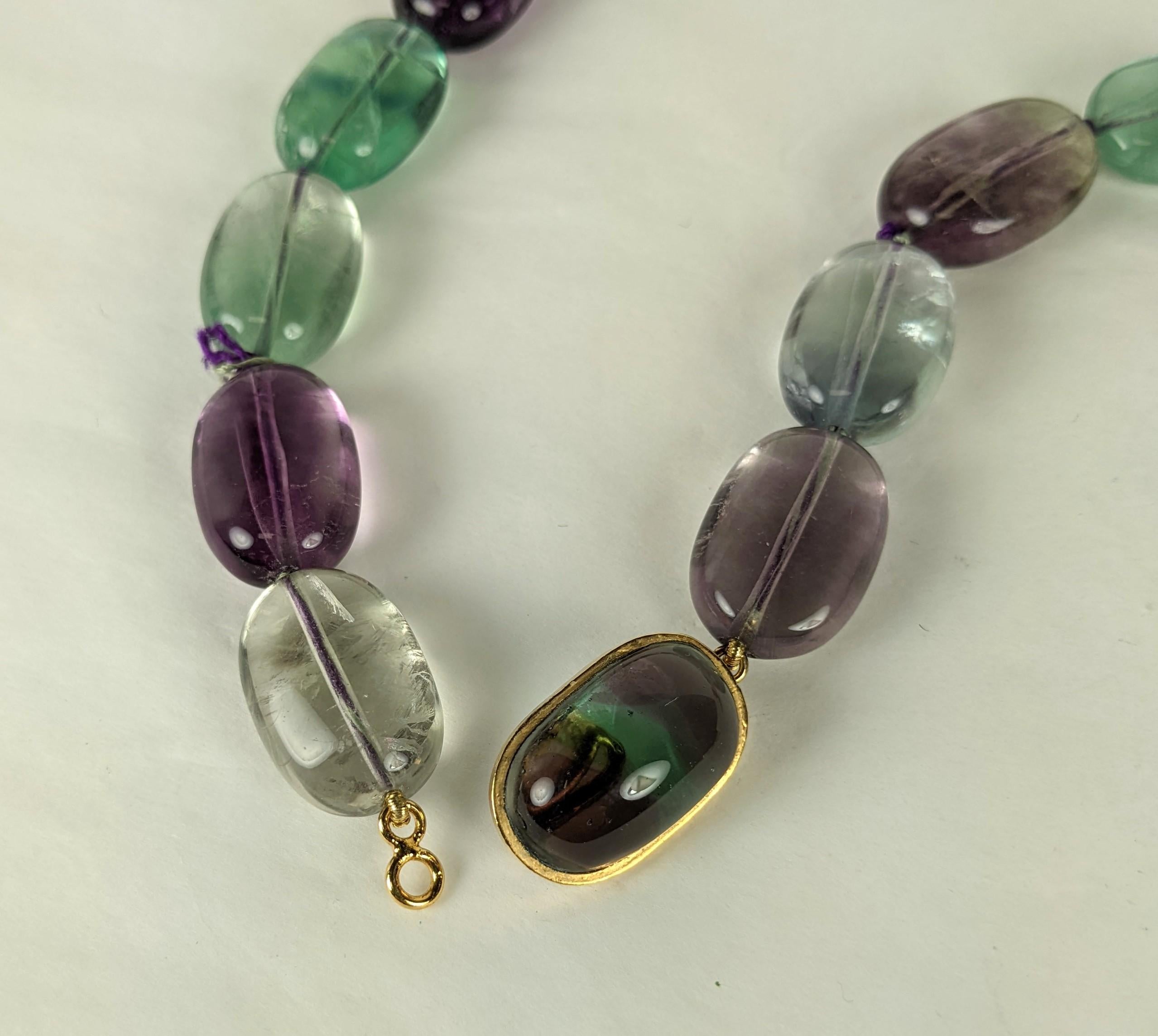 Bead Yves Saint Laurent Fluorite and Gilt Bronze Necklace, Maison Goossens For Sale