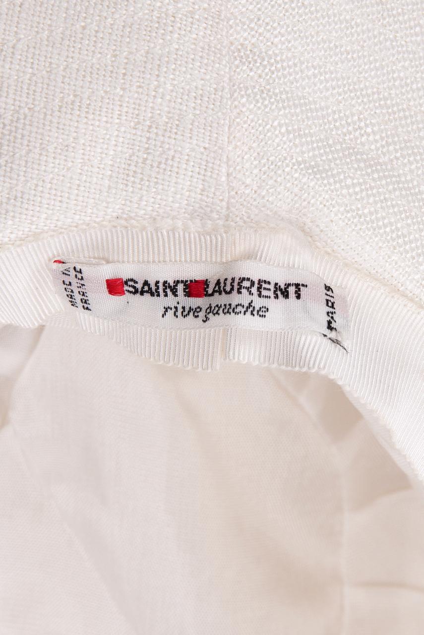Yves Saint Laurent for SAINT LAURENT Rive Gauche 1990s White Linen Bucket Hat 2
