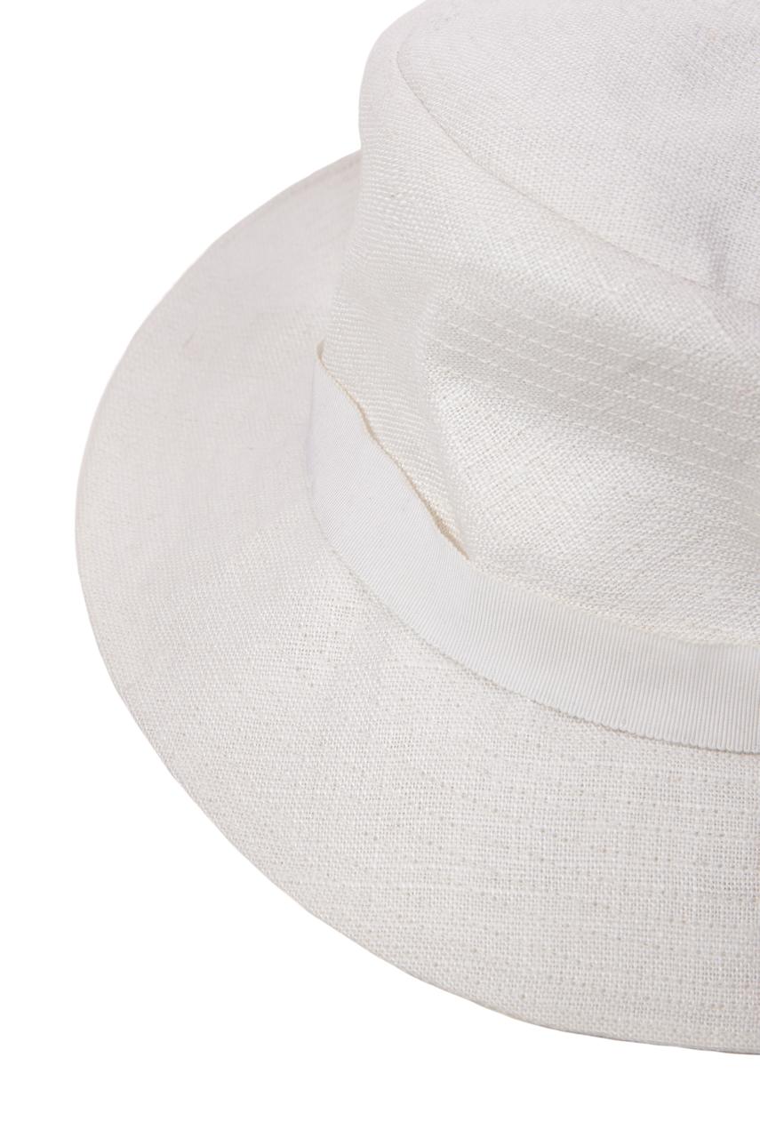 Gray Yves Saint Laurent for SAINT LAURENT Rive Gauche 1990s White Linen Bucket Hat