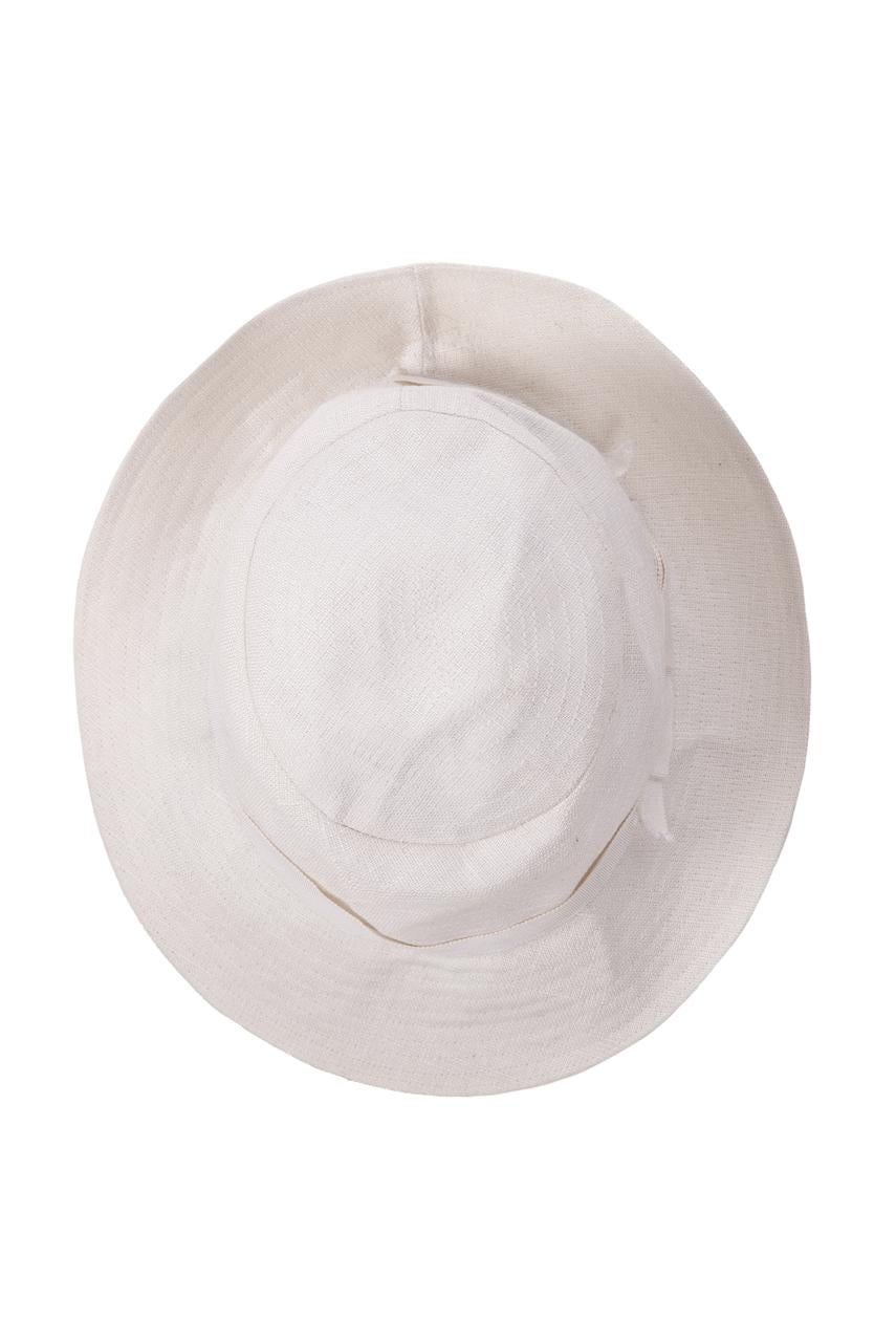 Women's or Men's Yves Saint Laurent for SAINT LAURENT Rive Gauche 1990s White Linen Bucket Hat