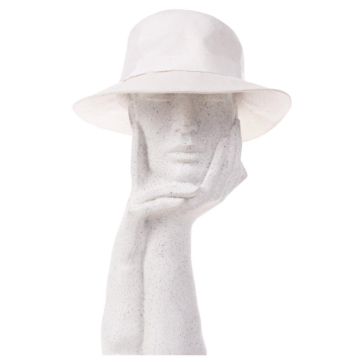 Yves Saint Laurent for SAINT LAURENT Rive Gauche 1990s White Linen Bucket Hat