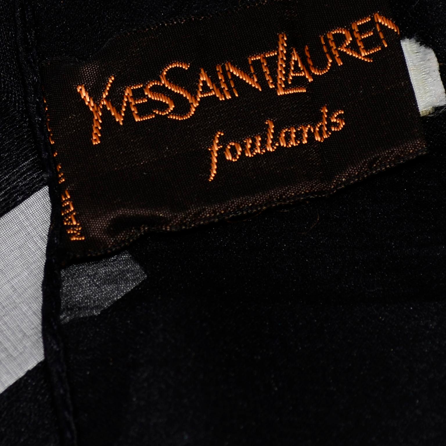 Yves Saint Laurent Foulards Silk Oversized Large Black Sheer Scarf or Shawl Wrap 3