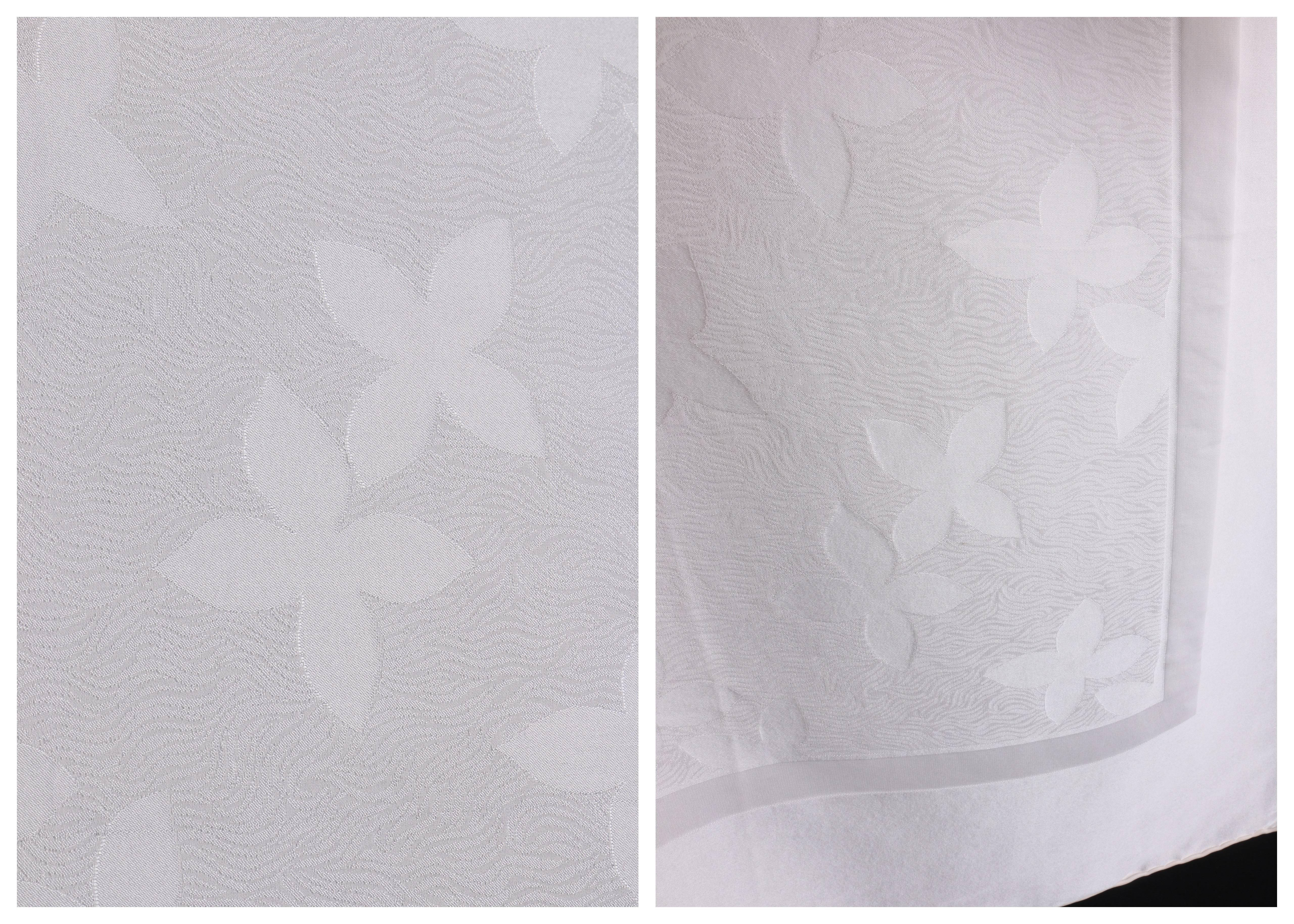 Gray YVES SAINT LAURENT Foulards YSL Off White Floral Damask Silk Scarf Wrap 