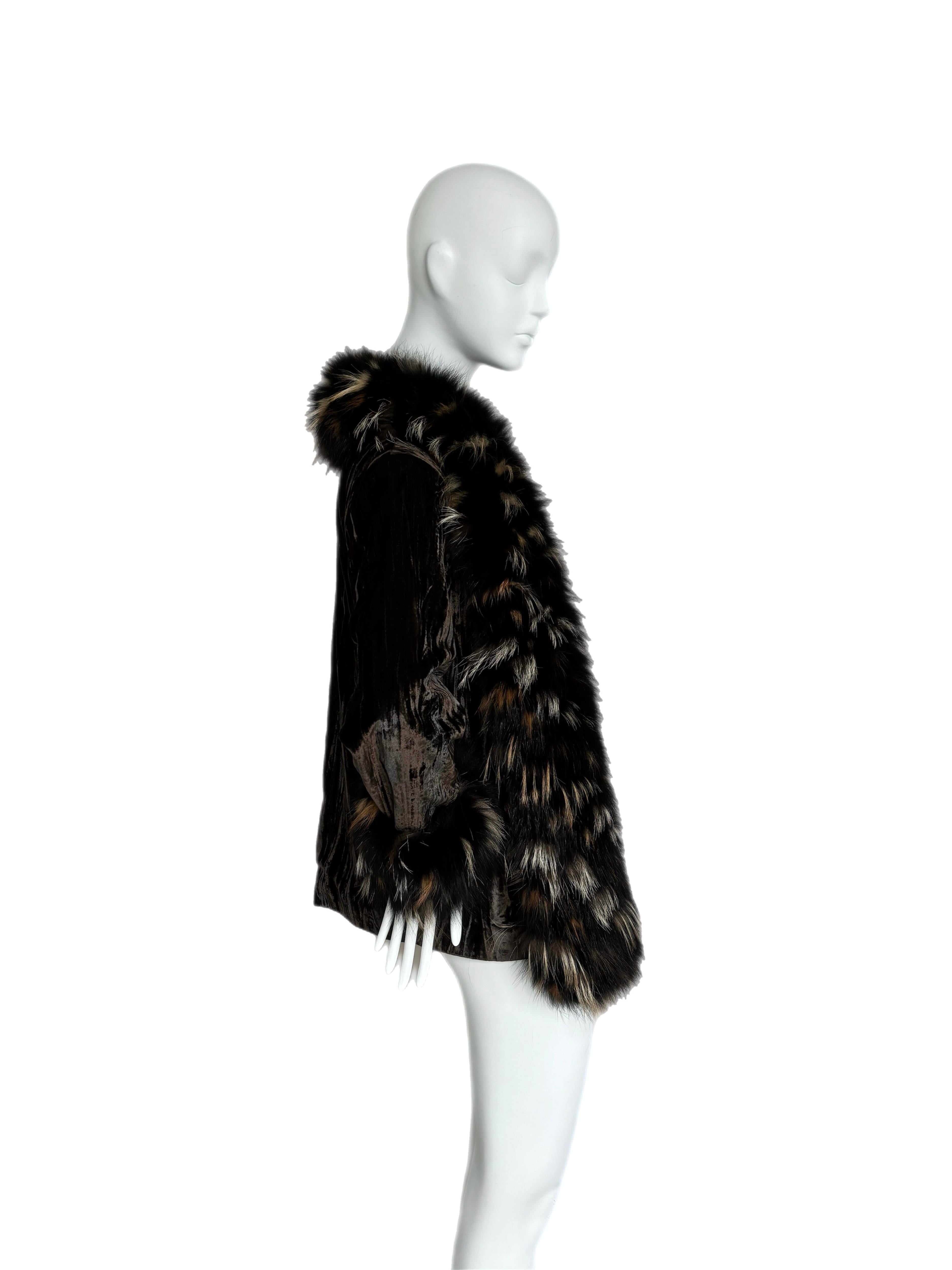 De las mujeres YVES SAINT LAURENT Fourrures Años 70 Chaqueta de abrigo de piel vintage