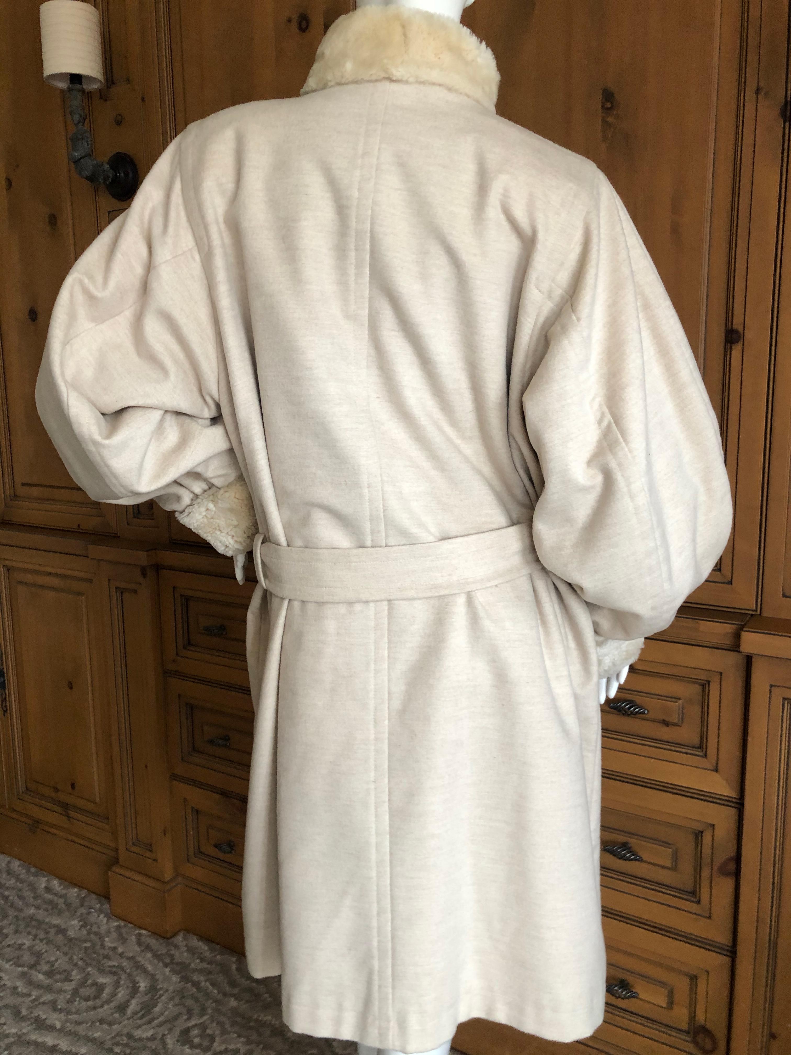 Yves Saint Laurent  Fourrures 1980's Ivory Fur Lined Coat For Sale 2