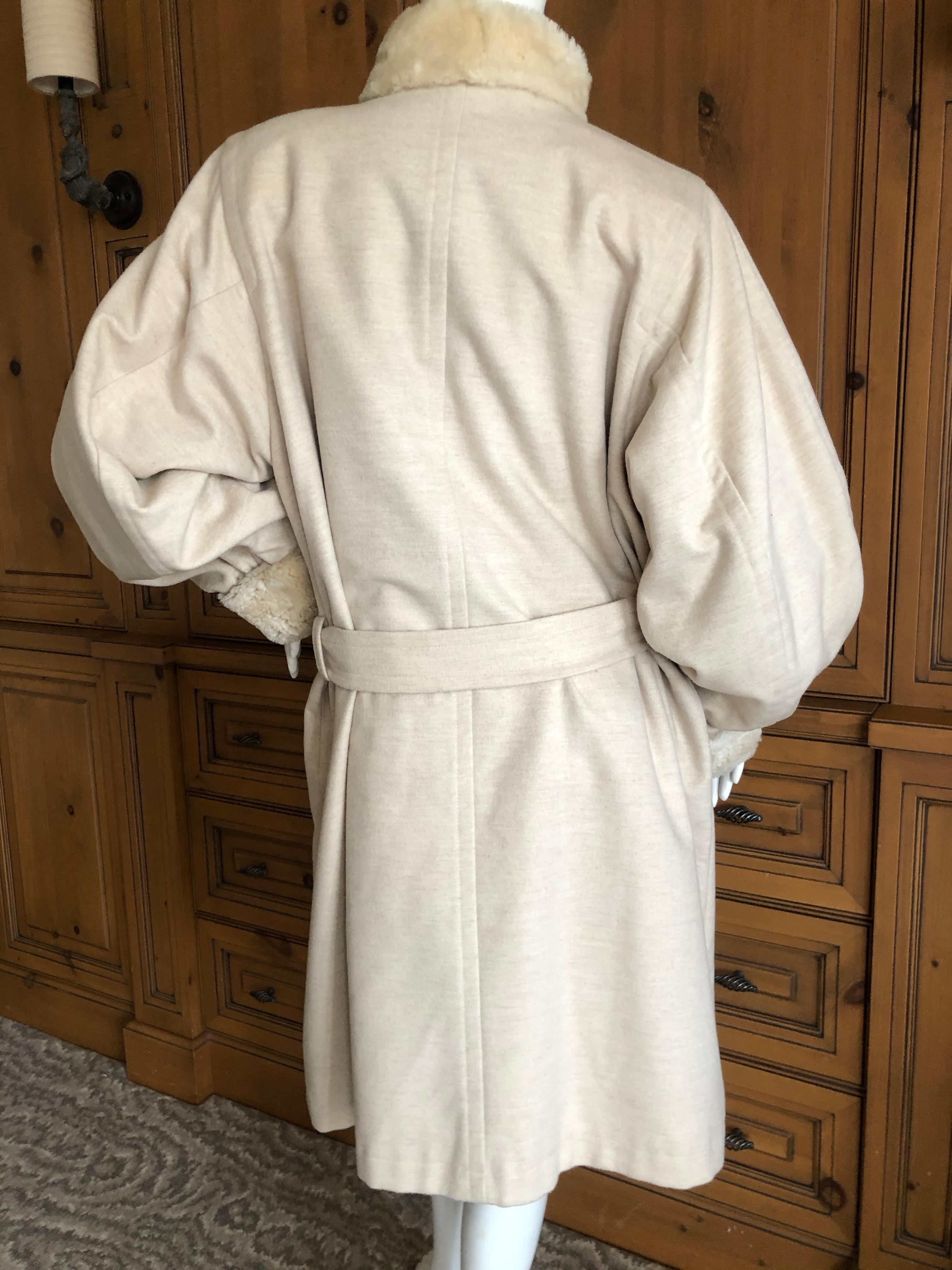Yves Saint Laurent  Fourrures 1980's Ivory Fur Lined Coat For Sale 3