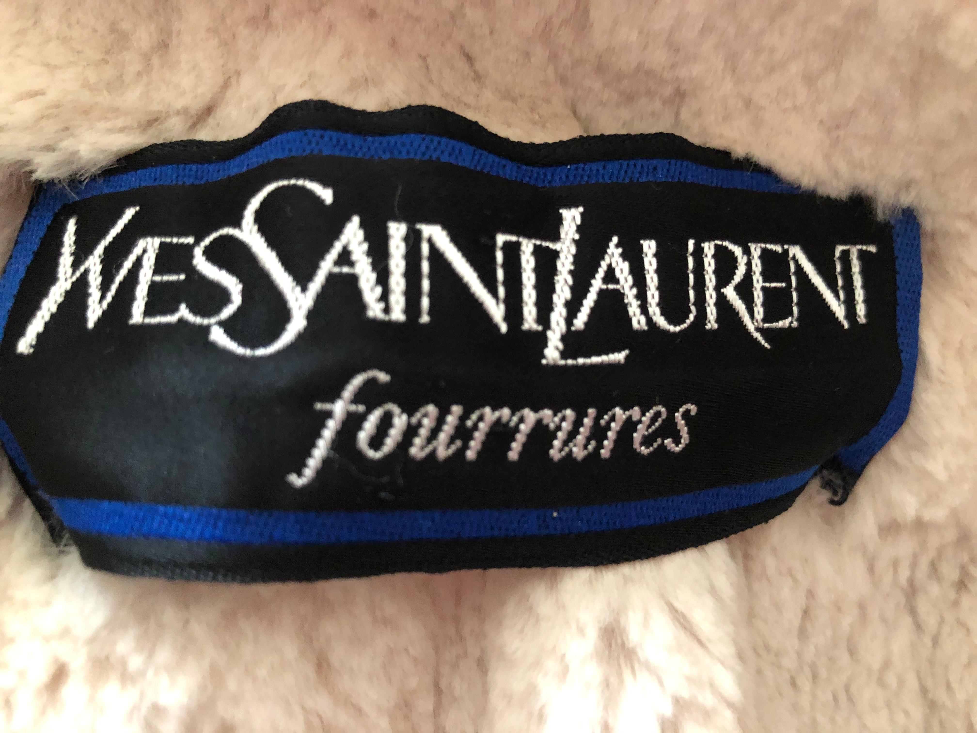 Yves Saint Laurent  Fourrures 1980's Ivory Fur Lined Coat For Sale 4