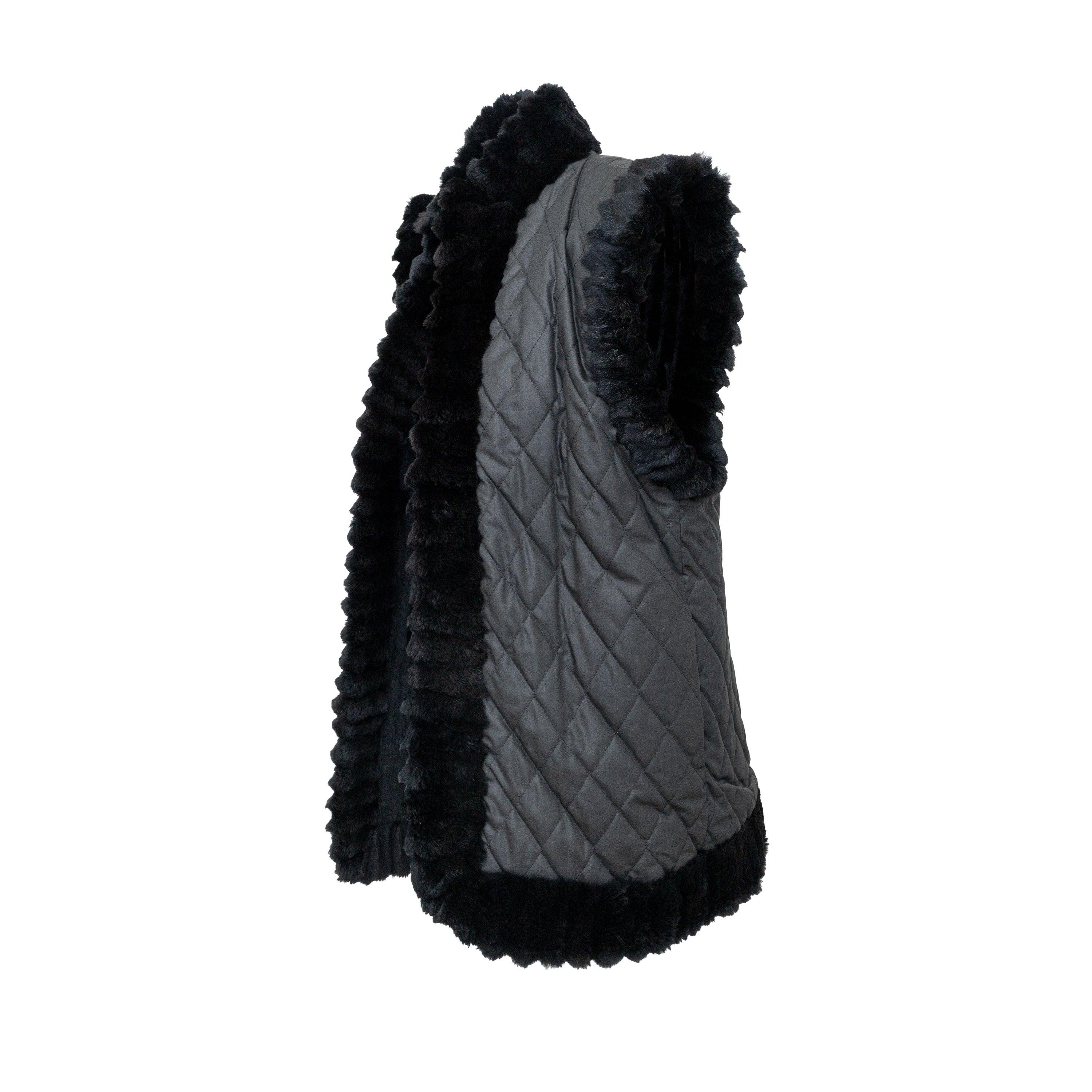 Black Yves Saint Laurent Fourrures Fur Vest - '80s For Sale